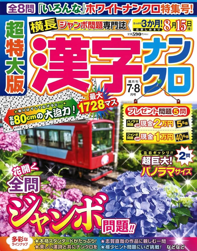 特大　56×169 書　作品　大きい額 Amazon.co.jp: 超特大版漢字ナンクロ 2025年 07 月号 [雑誌] : 本